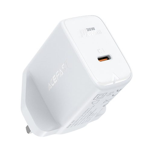 Angļu lādētājs Gan USB-C 30W Q3 3.0 AFC FCP UK spraudnis balts