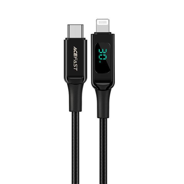Noslīcis kabelis ar LED ekrānu iPhone MFI USB -C - zibens 1