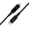 Noslīcis kabelis ar LED ekrānu iPhone MFI USB -C - zibens 1,2m 30w 3a melns