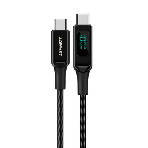 Noslīkstošais stieples kabelis ar LED USB-C 100W 20V 5A 2M Black