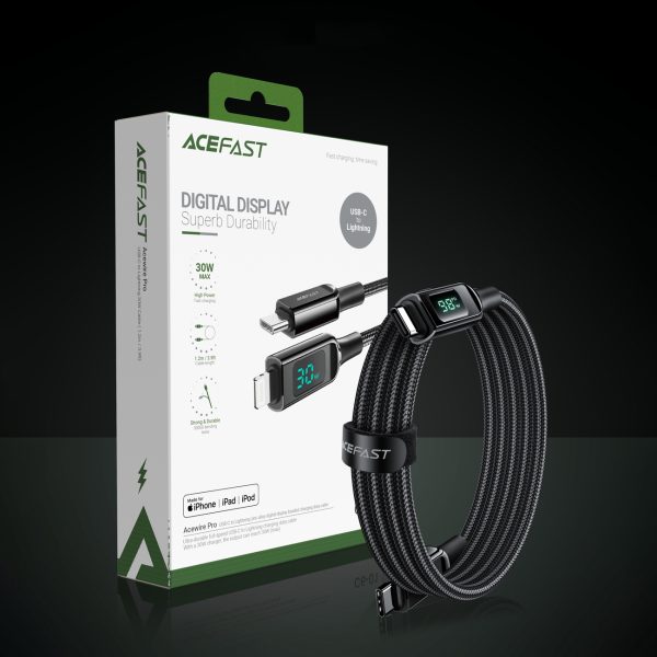 Noslīkstošais stieples kabelis ar LED USB-C 100W 20V 5A 2M Black