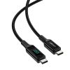 Noslīkstošais stieples kabelis ar LED USB-C 100W 20V 5A 2M Black