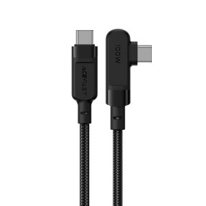 Kabeļa leņķa kabelis USB-C 100W 20v 5a 2m melnā krāsā