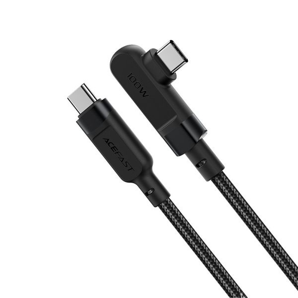 Kabeļa leņķa kabelis USB-C 100W 20v 5a 2m melnā krāsā
