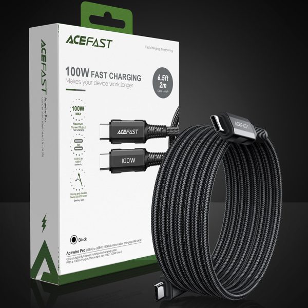 Kabeļa kabelis USB-C 100W 20V 5A 2M bremžu bremzē