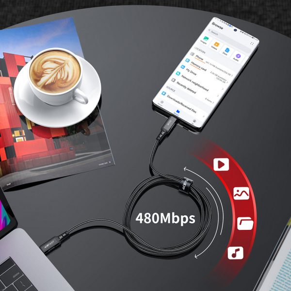 Kabeļa kabelis USB-C 100W 20V 5A 2M bremžu bremzē