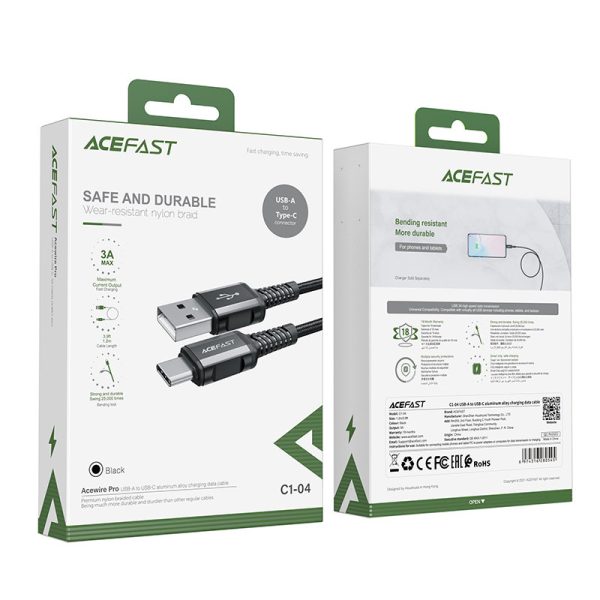 USB pīts kabeļa kabelis - USB -C 3A 1,2m melns