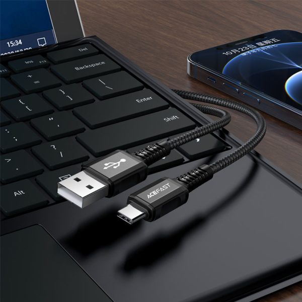 USB pīts kabeļa kabelis - USB -C 3A 1,2m melns