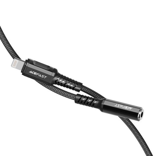 1020660-3-przejsciowka-adapter-audio-aux-do-iphone-acefast-hurtownia-sklep Aux Aux adaptera adapteris iPhone MFI zibens - 3,5 mm mini ligzda 18cm melns