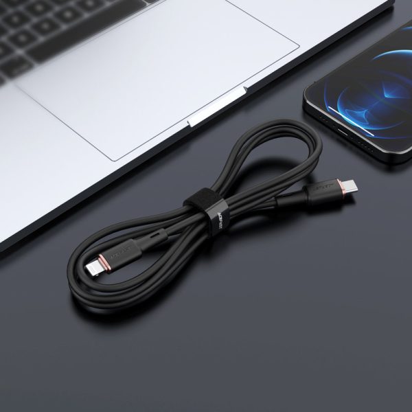 Kabelis Kabelis iPhone MFI USB -C - zibens 30W 3A 1,2m melns