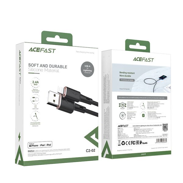 Kabelis kabelis iPhone MFI USB - zibens 2,4A 1,2 m melns