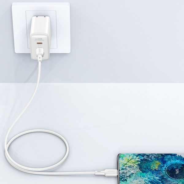 Kabelis USB-C 60W 20V 3A 1,2M balts kabelis