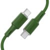 Kabelis USB-C 60W 20V 3A 1,2M zaļā olīva