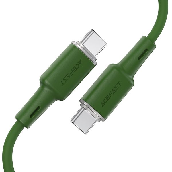 Kabelis USB-C 60W 20V 3A 1,2M zaļā olīva