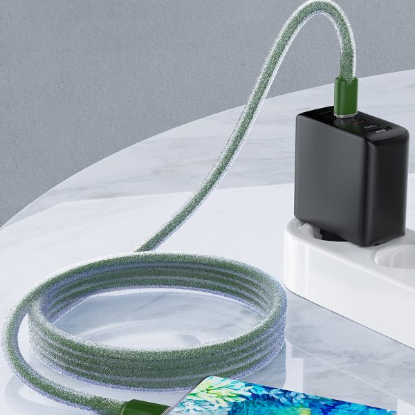 Kabelis USB-C 60W 20V 3A 1,2M zaļā olīva