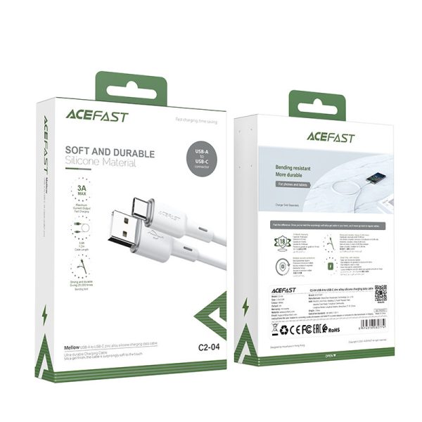 USB kabeļa kabelis - USB -C 3A 1,2m balts
