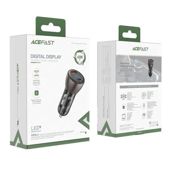Automašīnu lādētājs 63W 12V USB-C USBP Black SFCP