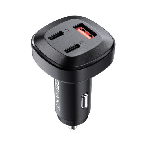 Automašīnu lādētājs 66W 2x USB-C USB barošanas piegāde QC 4.0 melnā krāsā