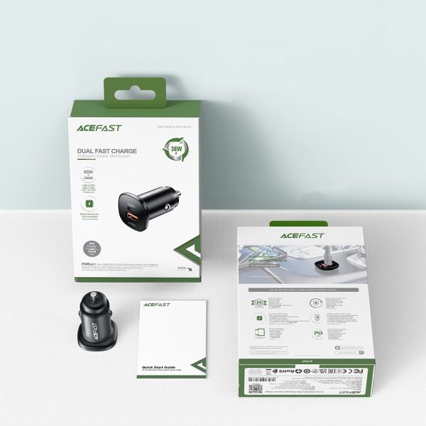 38W USB-C USB barošanas piegāde QC 3.0 automašīnas lādētājs
