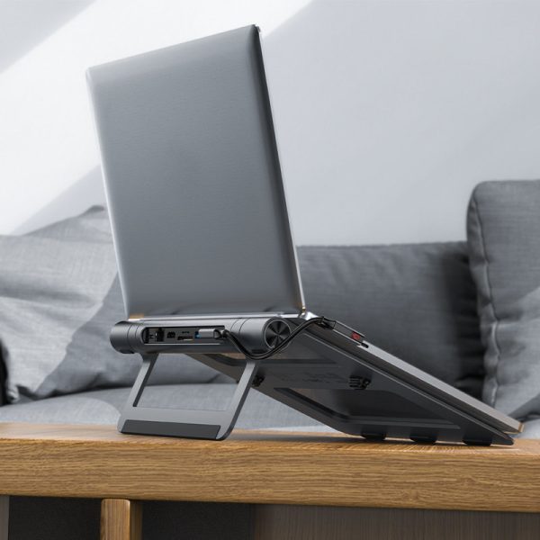 8in1 klēpjdatoru bāze + daudzfunkcionālais centrmezgls USB-C TF SD HDMI 4K RJ45 100W pelēks