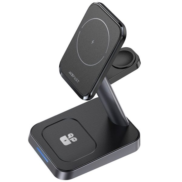 3in1 qi 15W lādētājs ar magnētisku rokturi iPhone Apple Watch un AirPods Black