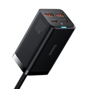 Ātra universālā GAN 2X USB-C 2X USB 100W QC 4.0+ AFC Black