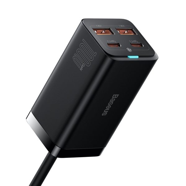 Ātra universālā GAN 2X USB-C 2X USB 100W QC 4.0+ AFC Black