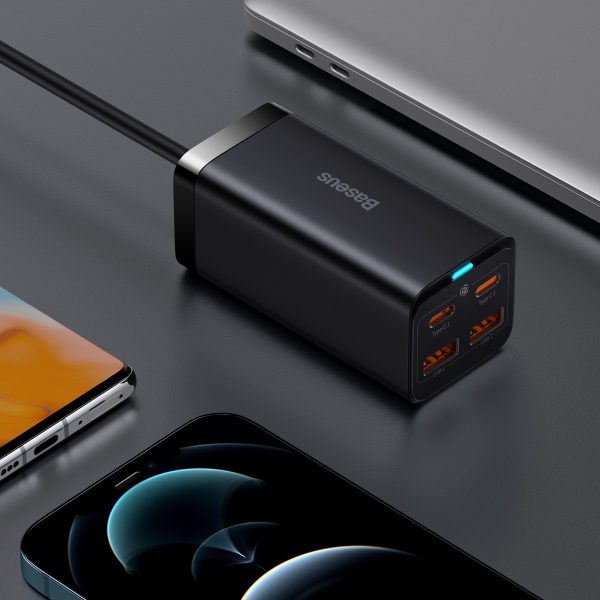 Ātra universālā GAN 2X USB-C 2X USB 100W QC 4.0+ AFC Black