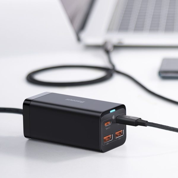 Ātra universālā GAN 2X USB-C 2X USB 100W QC 4.0+ AFC Black