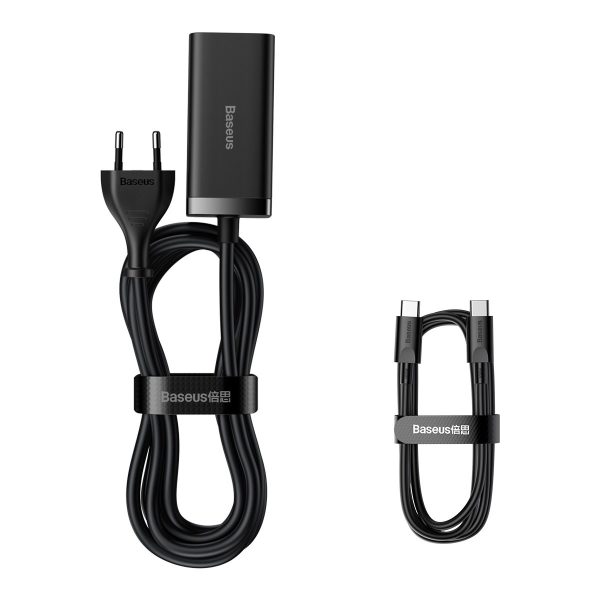Ātra universālā GAN 2X USB-C 2X USB 100W QC 4.0+ AFC Black