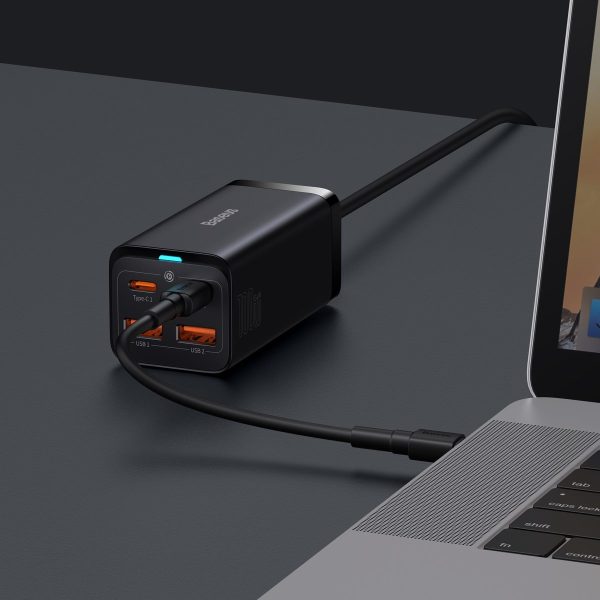Ātra universālā GAN 2X USB-C 2X USB 100W QC 4.0+ AFC Black