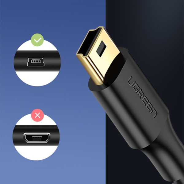 USB kabeļa kabelis -mini USB 5 -PIN GOLLE -PLATED 0,5 m melns
