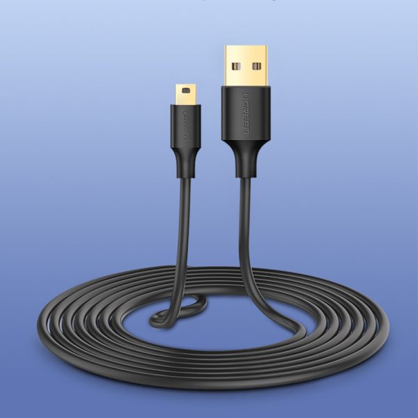 USB kabeļa kabelis -mini USB 5 -PIN GOLLE -PLATED 0,5 m melns