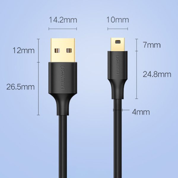USB kabeļa kabelis -mini USB 5 -PIN GOLLE -PLATED 0,5 m melns