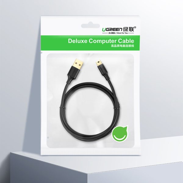 USB kabeļa kabelis -mini USB 5 -PIN GOLLE -PLATED 0,5 m melns