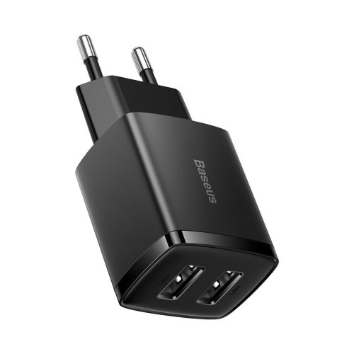 Kompaktais 2x USB 10.5W lādētājs melnais lādētājs