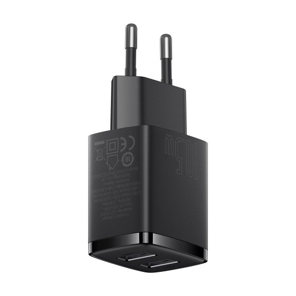 Kompaktais 2x USB 10.5W lādētājs melnais lādētājs