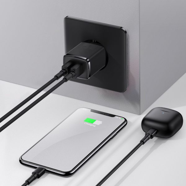 Kompaktais 2x USB 10.5W lādētājs melnais lādētājs