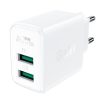 GAN 2X USB 18W QC 3.0 AFC FCP baltais lādētājs