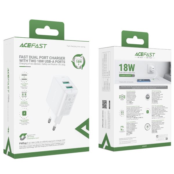 GAN 2X USB 18W QC 3.0 AFC FCP baltais lādētājs