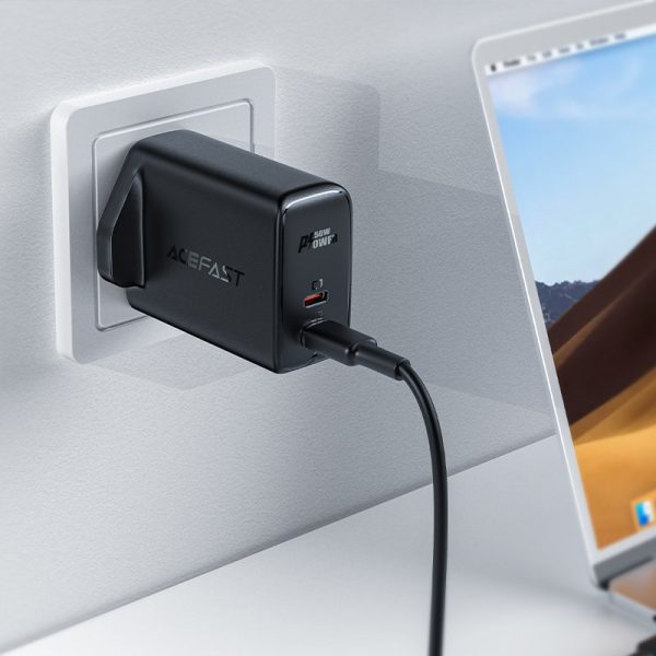 Angļu A32 GAN tīkla lādētājs Divi USB-C PD 50W UK spraudnis