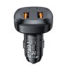 2x USB automašīnas lādētājs 1X USB-C 66W barošanas piegāde QC 4.0 melns