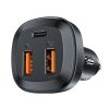 2x USB automašīnas lādētājs 1X USB-C 66W barošanas piegāde QC 4.0 melns
