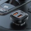 2x USB automašīnas lādētājs 1X USB-C 66W barošanas piegāde QC 4.0 melns