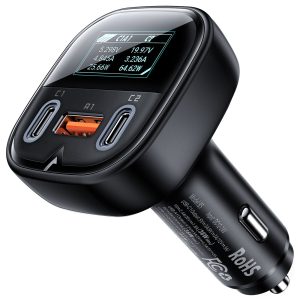 Automašīnu lādētājs ar 2x USB-C 1X USB 101W Power Piegādes QC 4.0 displejs