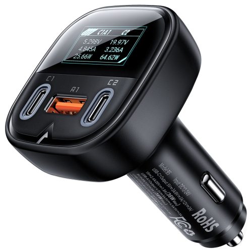 Automašīnu lādētājs ar 2x USB-C 1X USB 101W Power Piegādes QC 4.0 displejs