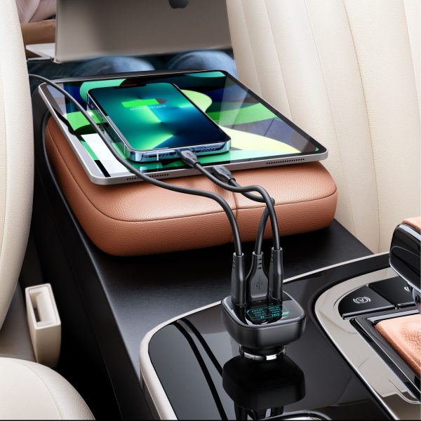 Automašīnu lādētājs ar 2x USB-C 1X USB 101W Power Piegādes QC 4.0 displejs