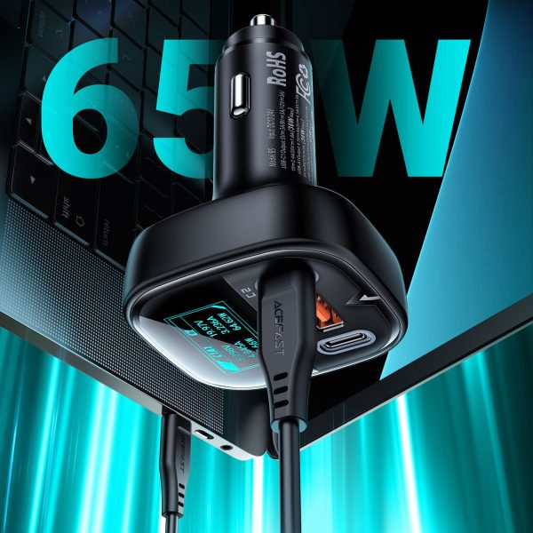 Automašīnu lādētājs ar 2x USB-C 1X USB 101W Power Piegādes QC 4.0 displejs