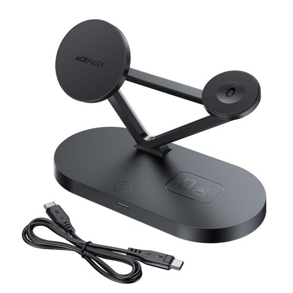 3in1 Qi 15W bezvadu lādētājs un iPhone Apple Watch un AirPods Black 3in1 Qi 15W bezvadu lādētājs un iPhone Apple Watch un AirPods Black