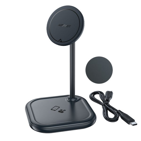 2in1 qi 15W bezvadu lādētājs un stends iPhone un Apple AirPods E6 Black